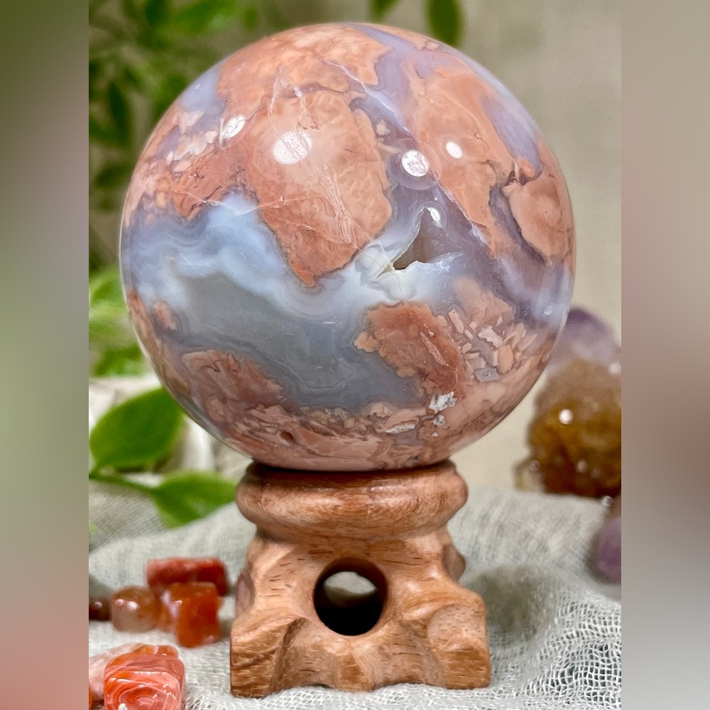 2232 Blue and Pink Cotton Candy Agate Crystal Sphere